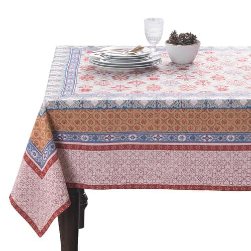 Maison d' Hermine Table Cloth Rectangle Table 100% Cotton 60" x 90" Inches Fall Tablecloth Reusable Everyday Use for Thanksgiving Christmas Decorations Dining Farmhouse Party (Romane)
