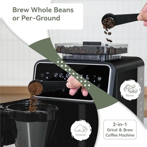 Gevi 10-Cup Grind & Brew Drip Coffee Maker with Built-In Burr Grinder