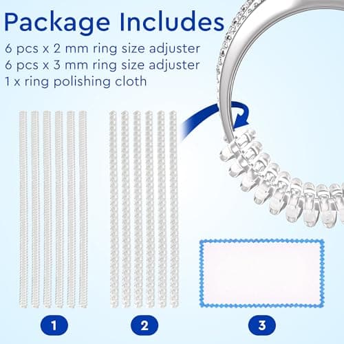 Ring Sizer Adjuster for Loose Rings - 12 Pack, Guards, Spacers & Tighteners, Fits Bands Up to 6mm, Reduces Size by 0.5-1.5, Invisible Design for Women & Men by 5 STARS UNITED