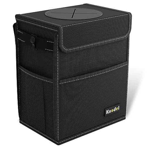 K KNODEL Car Garbgae Can with Lid, Car Trash Can (Medium, Black)