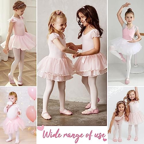 Gorchnc Ballet Shoes for Girls Toddlers Leather Dance Shoes Full Cowhide Sole Ballet Flats Ballet Slippers with Elastic Crossbands Pink