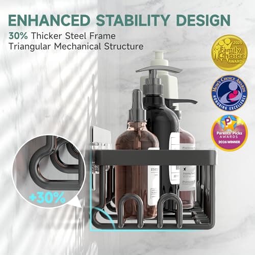 Veken Large Capacity Shower Caddy 3-Pack, Rustproof & Waterproof Shelves