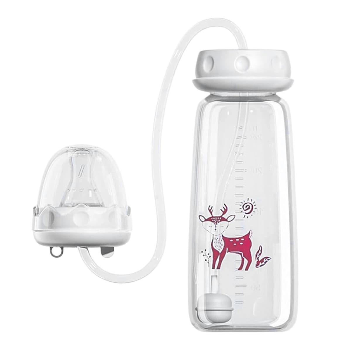 Hands Free Babys Bottle, 240ML Leakproof Self Feeding Babys Bottle, Adjustable Self Feeding Bottles with Nipple Straw, Anti Colic Pacifier Bottles Feeder Hands Free, for Girls & Boys