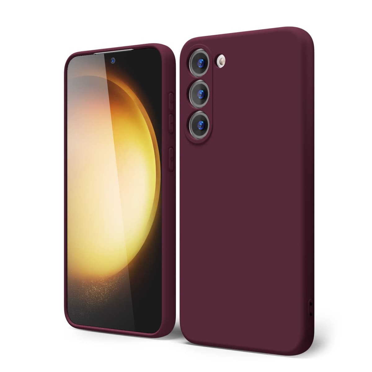 oakxco for Samsung Galaxy S23 Phone Case Liquid Silicone,Cute Thin Slim Soft Rubber TPU Plain Smooth Gel Cover for Women Girl Aesthetic Design, Matte Solid Protective & Shockproof, Burgundy Plum Wine