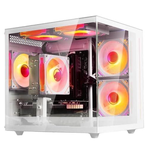 suevery Pre Built Gaming PC White Tower Desktop Computer