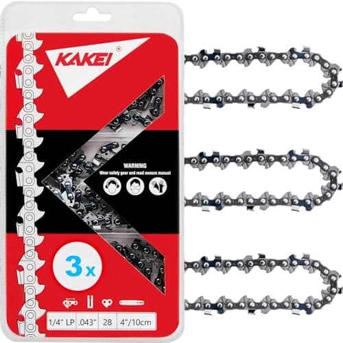 KAKEI GTA26 4 Inch Chainsaw Chain fits STIHL - 1/4" Pitch .043" Gauge 28 Drive Links- 3670 005 0028/71 PM3 28 Fits STIHL GTA 26 Mini Chainsaw Pruner (3 Chains) - Semi Chisel