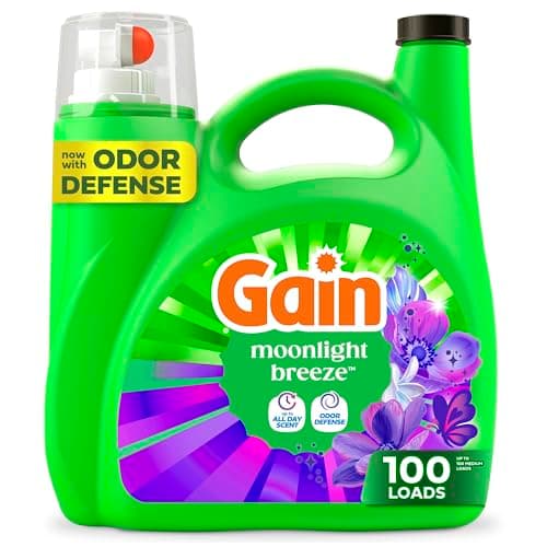 Gain Liquid Laundry Detergent, Moonlight Breeze Scent, Freshness + Odour Fighting, Laundry Detergent Liquid Soap, 107 loads, 4.5L