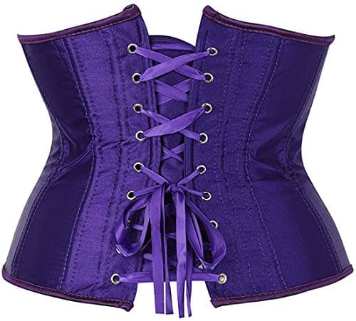 HNGHOU Women's Bustier Corset Top Plus Size Satin Waist Cincher Overbust Bustiers, Violet, XX-Large