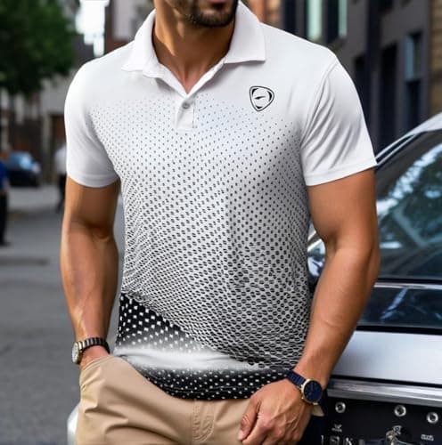 jeansian Men's Short Sleeve Fit Sport Polo Tee Shirts T-Shirts Tshirt Tops Poloshirt Golf Tennis Pickleball LSL195_WhiteBlack_XL