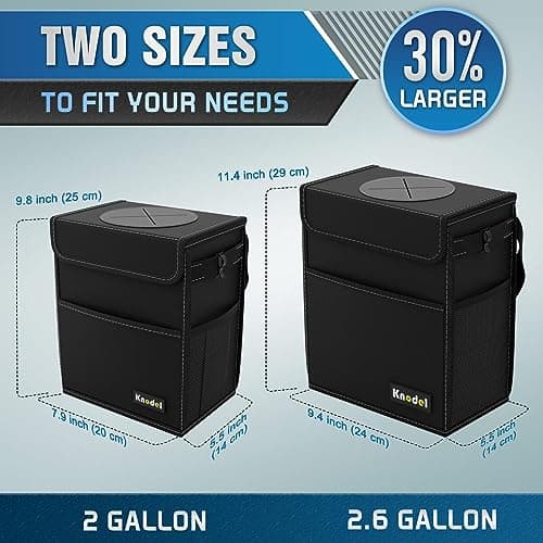 K KNODEL Car Garbgae Can with Lid, Car Trash Can (Medium, Black)