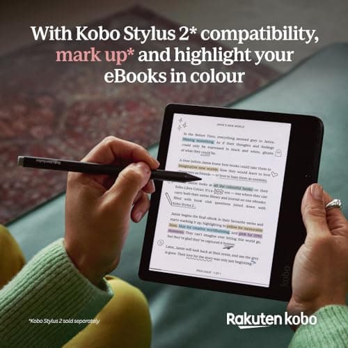 Kobo Libra Colour | eReader | 7” Glare-Free Colour E Ink Kaleido 3 Display | Dark Mode Option | Audiobooks | Waterproof | Black