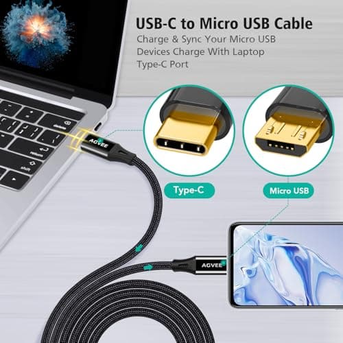 AGVEE 10ft USB-C to Micro USB Cable