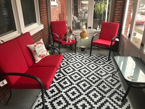 FLYMEI Patio Cushion Covers 25x25x5 Waterproof Outdoor Cushion Cover Replacement 2Packs Outdoor Seat Cushion Slipcover for Rattan Chair Sofa, Red