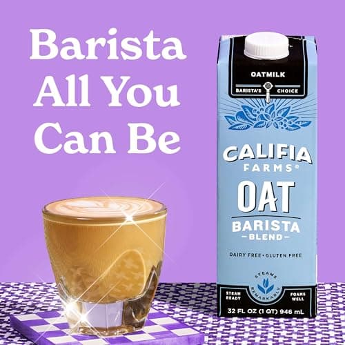 Califia Farms - Oat Barista Blend Oat Milk, 32 Oz (Pack of 6), Shelf Stable, Dairy Free, Plant Based, Vegan, Gluten Free, Non GMO, High Calcium, Milk Frother, Creamer, Oatmilk