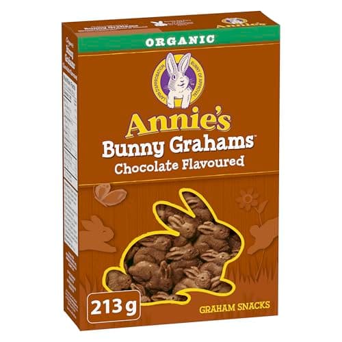 ANNIE'S Chocolate Graham Cookies Snacks, Organic, No Artificial Flavours, No Synthetic Colours, 213 Grams Package of Bunny Shaped Cookies, Chocolate