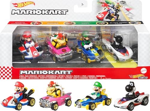 Hot Wheels Mario Kart Set of 4 Die-Cast Toy Cars
