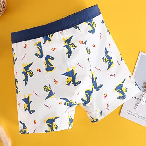 JackLoveBriefs Boys Boxer Shorts Cotton Dinosaur Polar Bear Pattern Boxer Brief Underwear 12 Pack, 3-5 Years, Blue, Size: M