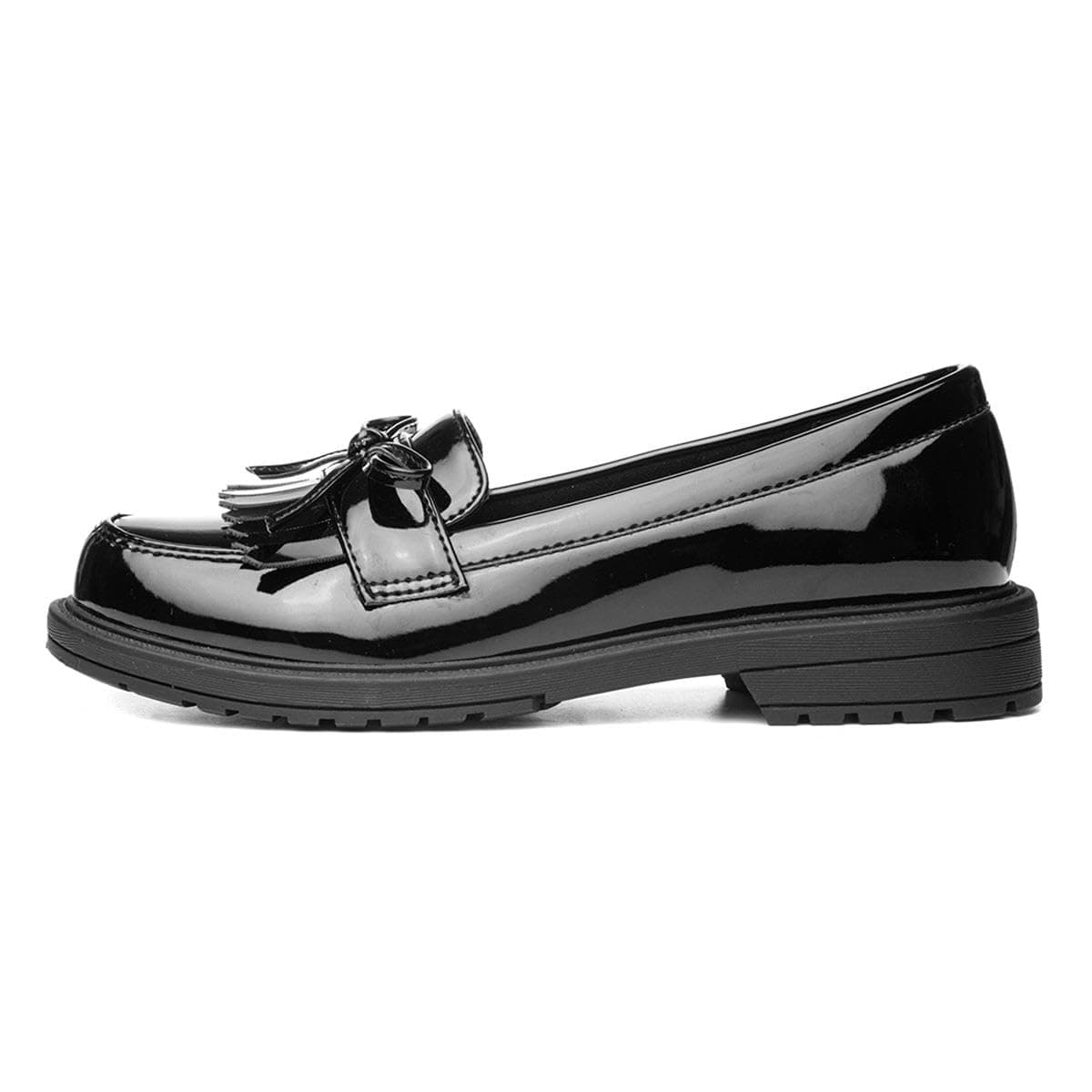 Lilley Girls Black Patent Bow Loafer Shoe