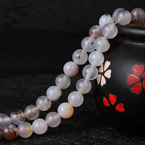 Malahill semiprecious Stone Beads for Jewelry Making, Sold per Bag 5 Strands Inside, Flower Agate 8mm
