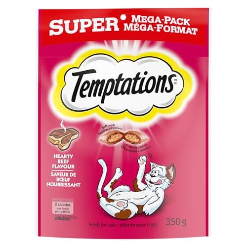 TEMPTATIONS Cat Treats, Hearty Beef Flavour, 350g Pouch