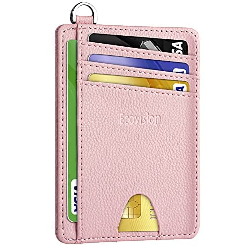 EcoVision Slim Minimalist Front Pocket Wallet, RFID Blocking Credit Card Holder Wallet with Detachable D-Shackle for Men Women