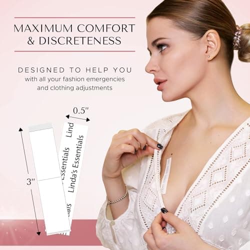 Double Sided Tape for Clothes, Body and Fashion Tape (75 Pack) | Clothing and Hem Adhesive for Women, No Sew No Iron, Strong Fabric Adhesive for Skin for All Shades and Sensitivity, Includes Tin Box