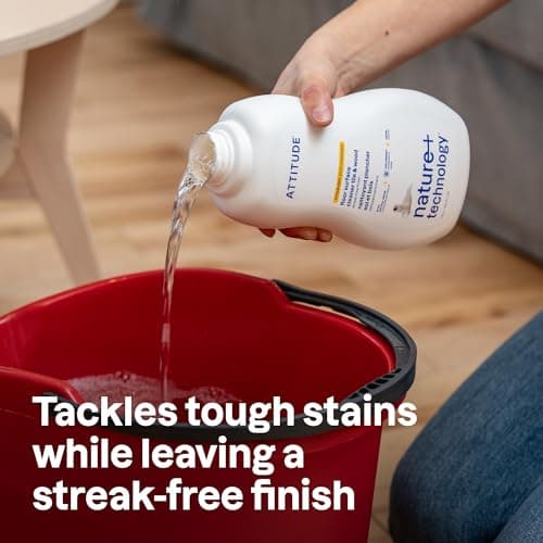 ATTITUDE Floor Cleaner, EWG Verified, Streak-Free, Vegan & Plant-Based for Tile, Wood & Laminate Floors, Made in Canada, Citrus Zest Scent, 1.04 Liters