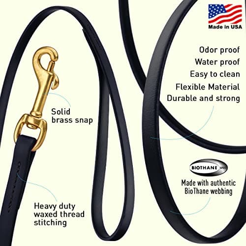 Viper K9 Biothane Working Dog Leash Waterproof Lead for Tracking Training Schutzhund Dog Sport & Search - Odor-Proof Long Line with Solid Brass Snap for Puppy Medium and Large 1/2" x 20ft Black