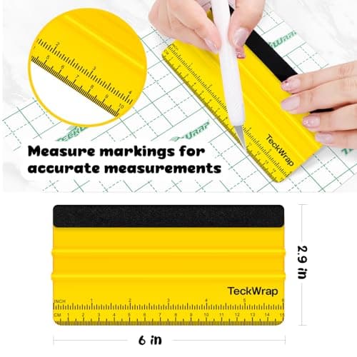 TECKWRAP Felt Squeegee Scraper Tool for Vinyl, Yellow, 6"x2.9"