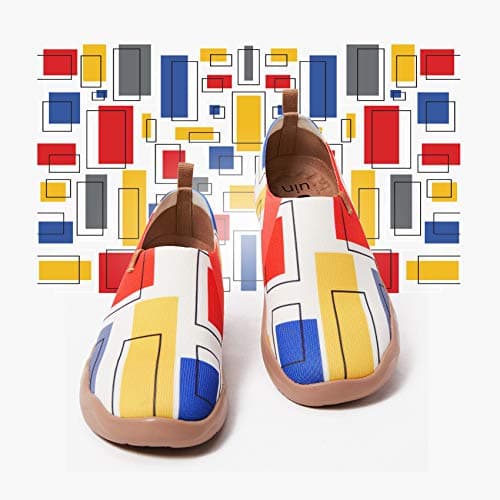 UIN Men's Loafers Lightweight Knitted Sneakers Walking Casual Slip Ons Funny Style Art Painted Travel Shoes Color Cubes (11.5)