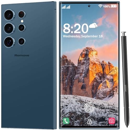 HTDSHFY I24 Ultra Unlocked Cell Phone, 6800mAh Long Battery Life Smartphone,Built in Pen,6.8" HD Screen 8+256GB Unlocked Phones,5G/Dual SIM/Fingerprint Unlock/Face ID (Blue)