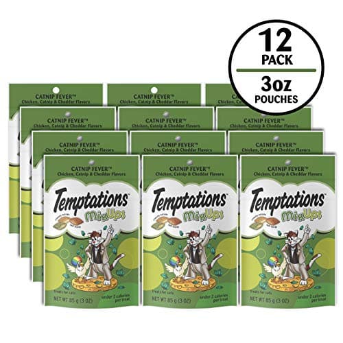 Temptations Cat Treats, Classic Crunchy and Soft Cat Treats, Catnip Fever Flavor, Catnip Treats, 3 oz. Pouch (Pack of 12)