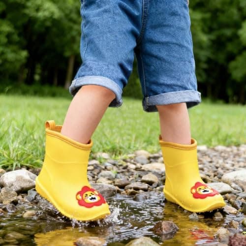 FUNCOO PLUS Kids Rain Boots Toddler Rain Shoes Children Waterproof Boots for Boys and Girls
