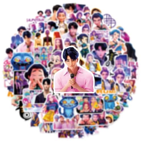 60 Pack Demon Hunters Stickers for Kids, Kpop Party Favors, Vinyl Waterproof Cool Movie Stickers for Water Bottle Laptop Computer Phone