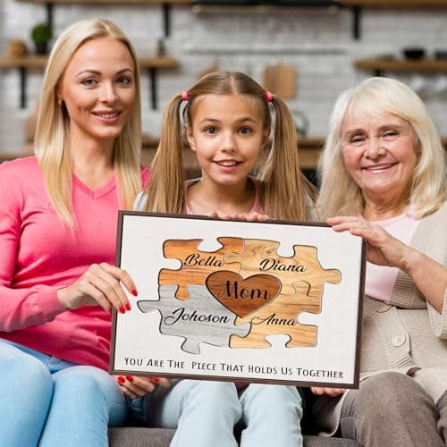 Personalized Mothers Day Idea Gifts for Mom from Daughter Son Kids Husband Custom Puzzles Sign Canvas Prints with Names for Mom Nana Grandma Customized Mother's Day Birthday Wall Art Decoration Gift