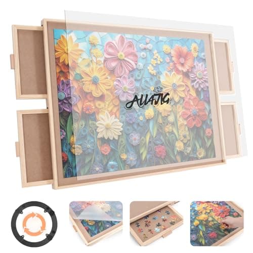 ALL4JIG 1500 Piece Rotating Puzzle Board with Drawers and Cover,24.92"x33.58"Portable Wooden Jigsaw Puzzle Table for Adults Portable,Lazy Susan Spinning Puzzle Boards Birthday Gift for mom