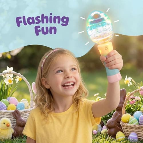 Magic Ball Wand for Kids 7.5" - Custom Egg-Shaped Top Light Up Magic Ball Toy Wand with Batteries Included - Flashing LED Spring Summer Toy Wands for Boys & Girls, Fun Gift or Birthday Party Favor