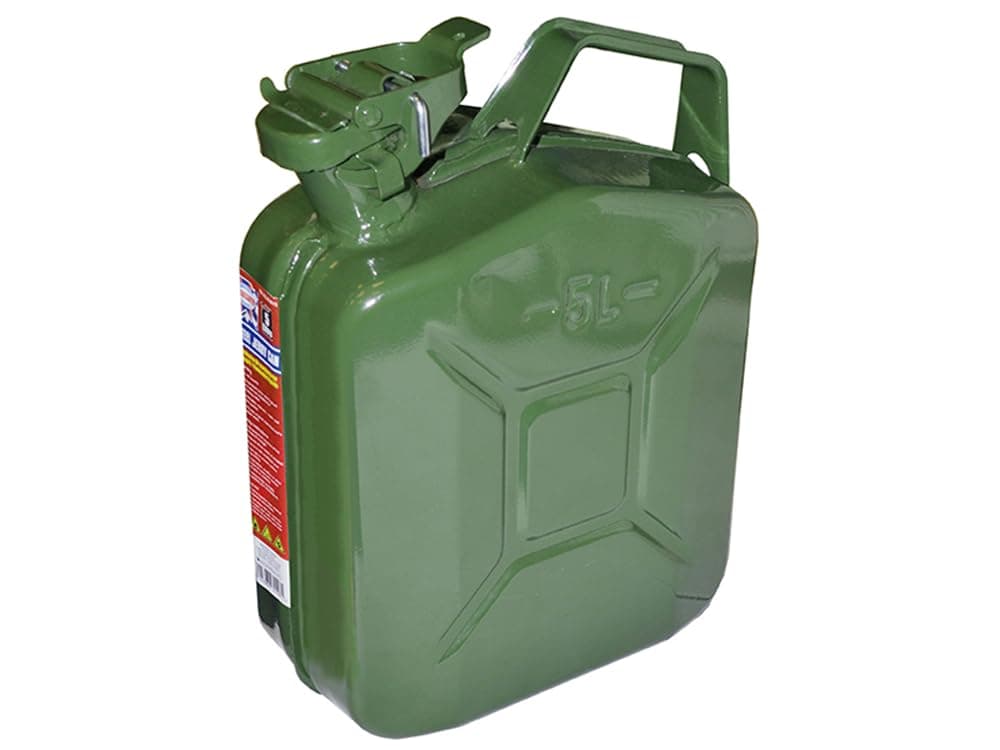 Faithfull FAIAUJERRY5 5 Litre Metal Jerry Can UN App, GS TUV Certified - Green 5 Litre Single Green