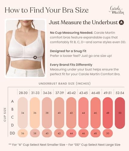 Carole Martin Full-Freedom Comfort Bra Wireless Front Closure Style 7218 - White 36