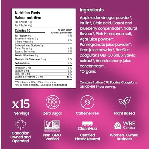 Blume SuperBelly Gut Health + Hydration, Daily Sugar Free Probiotics, Inulin Fiber, and Hydrating Minerals Powder Packets for Digestion Support - Açai Pomegranate, 15 Sticks