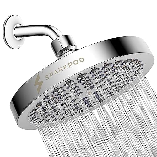 SparkPod Rain Shower Head, 6 Inch Round, Luxury Polished Chrome Finish