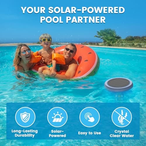 Solar Pool Ionizer, Floating Copper Ionizer for Pool Water Balance, up to 35,000 Gallons, 85% Less Chlorine, Ideal for Most Pool Types