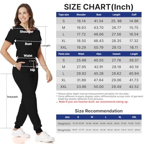 Scrubs for Women and Man V-Neck Pocket Top Drawstring Jogger Pants Nursing Scrubs Uniform