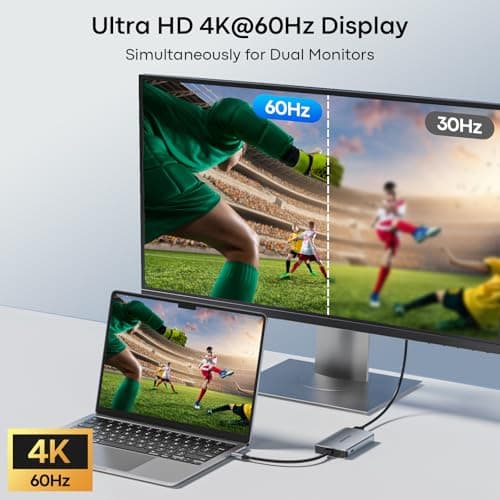 UANTIN 6-in-1 USB C Hub, Type C to Dual HDMI Adapter 4K@60Hz, HDMI Splitter Extended Display for Dual Monitor with 100W PD Port, USB 2.0, Dual Monitor Adapter for Dell XPS, HP, MacBook Neo/Air/Pro