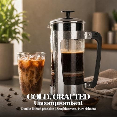 ESPRO P5 French Press Coffee Maker, 32oz, Polished, Stainless Steel Press