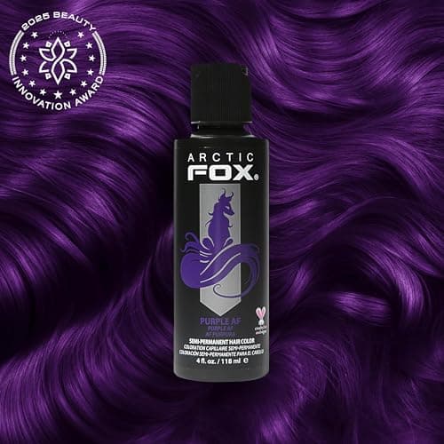 Arctic Fox Semi-Permanent Hair Dye, Vegan & Cruelty-Free, Ammonia-Free, Conditioning, Long Lasting, Vibrant Purple AF Color, For All Hair Types, Unisex, 4 Fl Oz