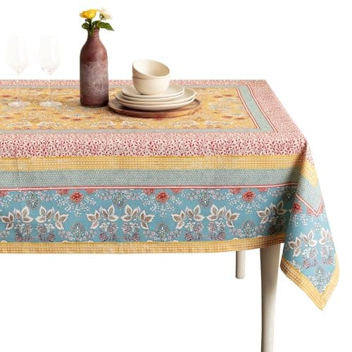 Maison d' Hermine Table Cloth Square Table 100% Cotton 54 x 54 Inches Tablecloth Reusable Decorative for Dining Kitchen Room Farmhouse Party Home Hotel Restaurant Spring Summer - Marquise
