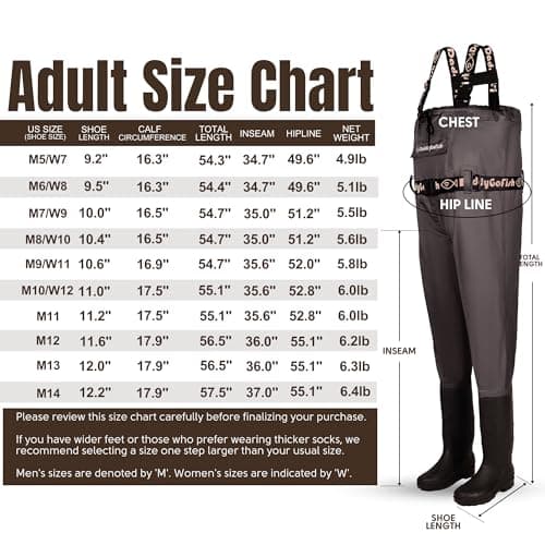 DaddyGoFish Chest Waders for Kids and Adults, Fishing and Hunting Waders with a Pocket and a Wader Hanger