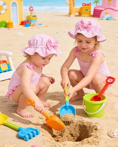 DivingBirds Baby Girl Swimsuit with Sun Hat & Headband Set, Infant Bathing Suit Summer Beach Gift 6-9 Months