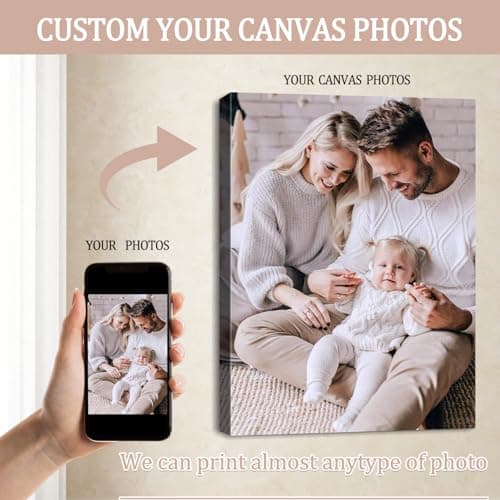 Canvas Prints with Your Photos, Ship Next Day Personalized Wall Art for Home Decor, Perfect Custom Photo Gifts for Wedding, Birthday, Family & Friends - Ready to Hang Canvas Pictures Framed 8x10